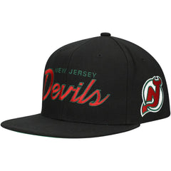 NHL Black New Jersey Devils Mitchell & Ness Core Team Script 2.0 Snapback Hat