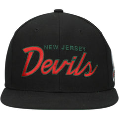 NHL Black New Jersey Devils Mitchell & Ness Core Team Script 2.0 Snapback Hat