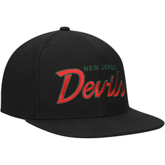 NHL Black New Jersey Devils Mitchell & Ness Core Team Script 2.0 Snapback Hat