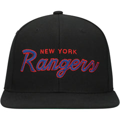 NHL Black New York Rangers Mitchell & Ness Core Team Script 2.0 Snapback Hat