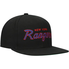 NHL Black New York Rangers Mitchell & Ness Core Team Script 2.0 Snapback Hat