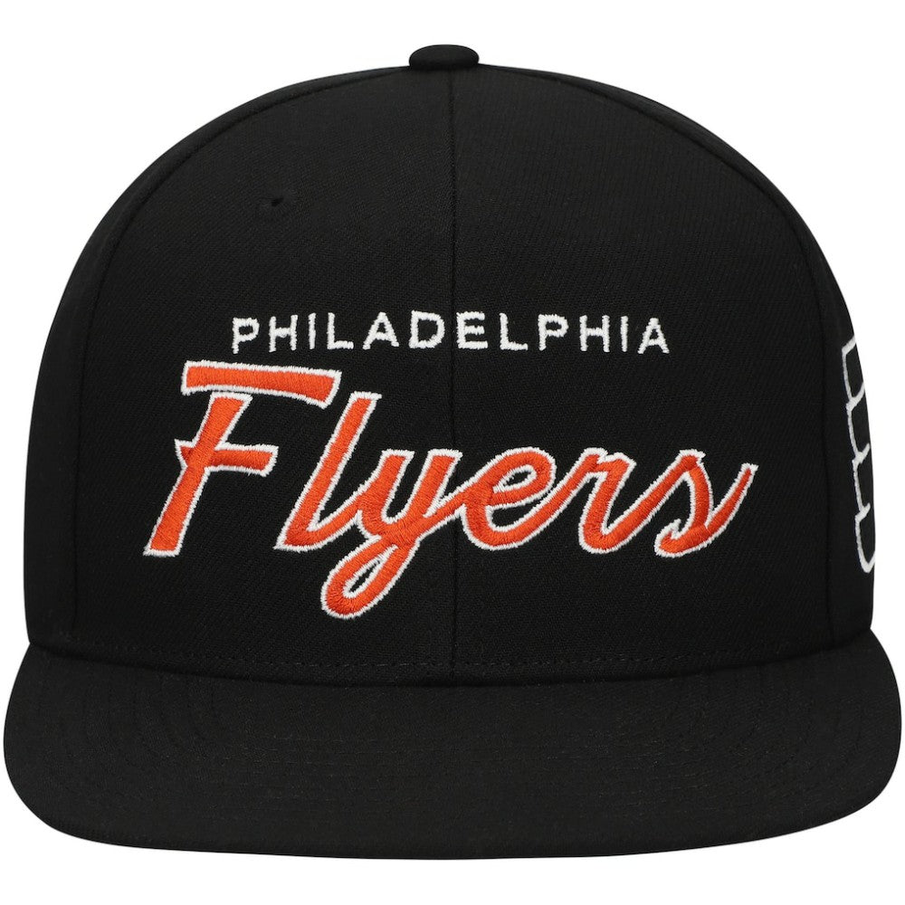 NHL Black Philadelphia Flyers Mitchell & Ness Core Team Script 2.0 Snapback Hat