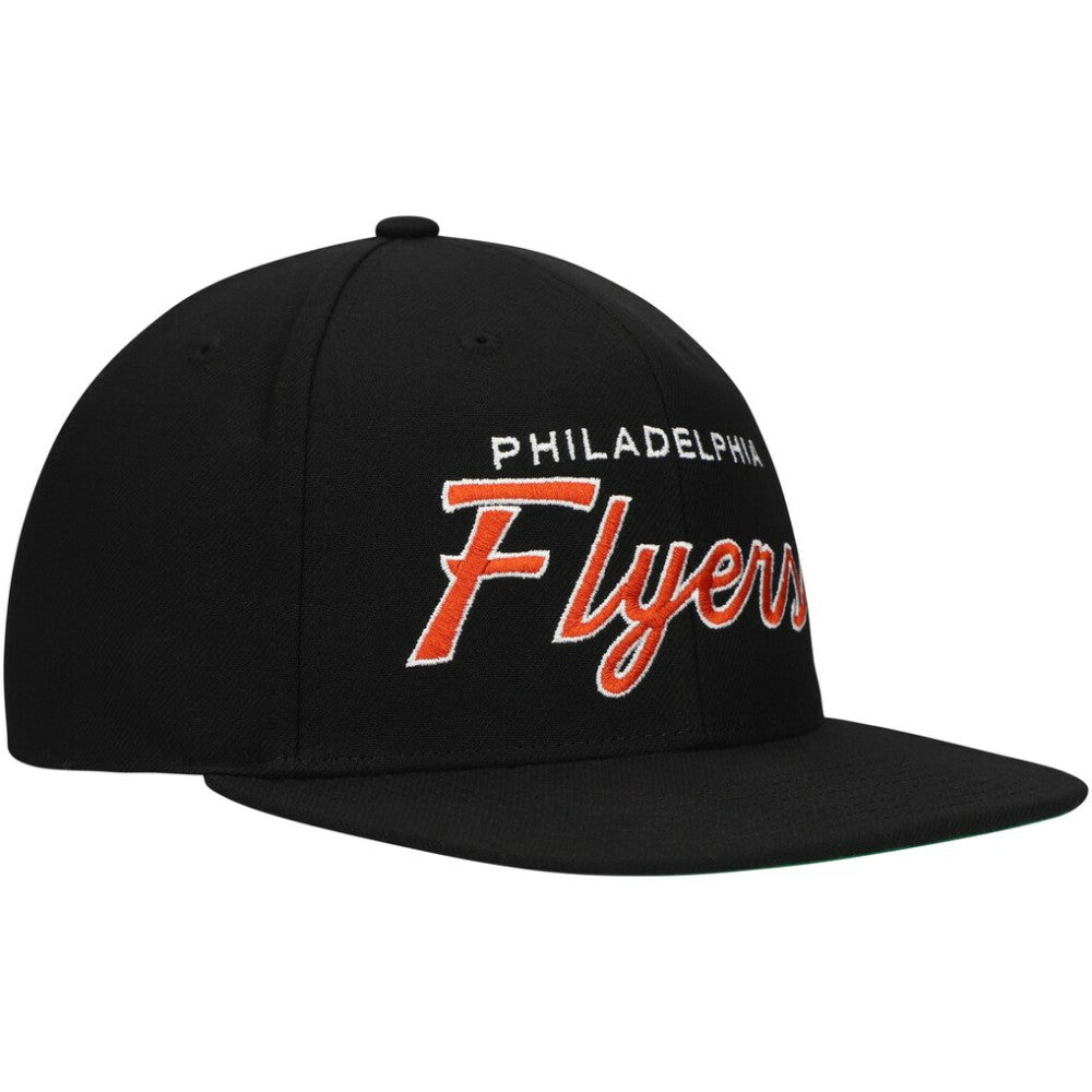 NHL Black Philadelphia Flyers Mitchell & Ness Core Team Script 2.0 Snapback Hat