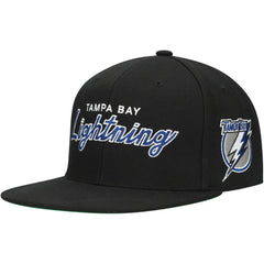 NHL Black Tampa Bay Lightning Mitchell & Ness Core Team Script 2.0 Snapback Hat