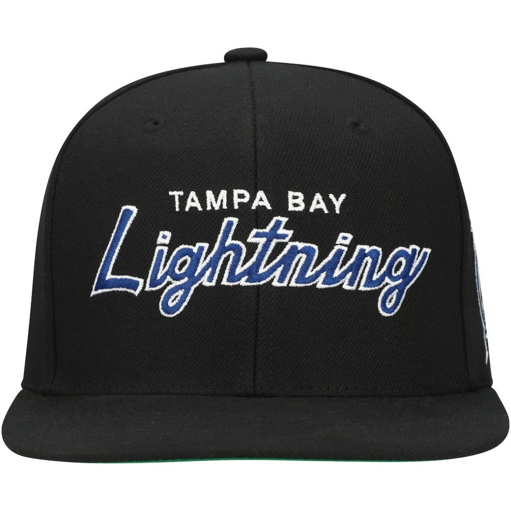 NHL Black Tampa Bay Lightning Mitchell & Ness Core Team Script 2.0 Snapback Hat