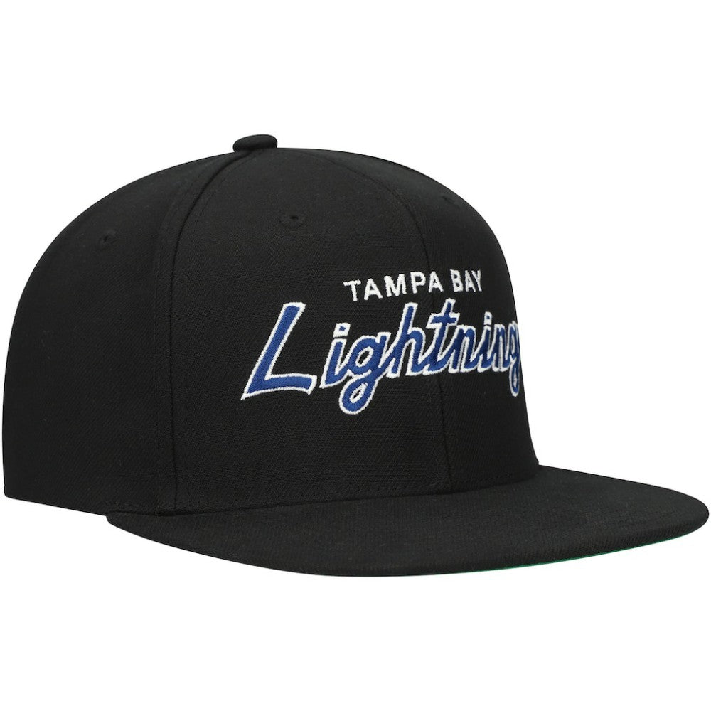 NHL Black Tampa Bay Lightning Mitchell & Ness Core Team Script 2.0 Snapback Hat