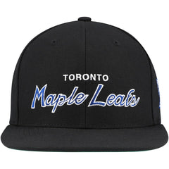 NHL Black Toronto Maple Leafs Mitchell & Ness Core Team Script 2.0 Snapback Hat