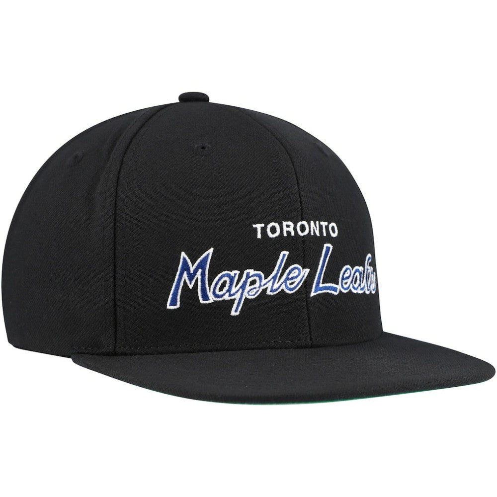NHL Black Toronto Maple Leafs Mitchell & Ness Core Team Script 2.0 Snapback Hat
