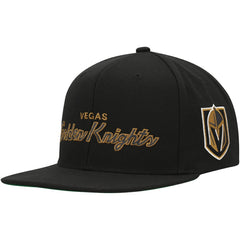 NHL Black Vegas Golden Knights Mitchell & Ness Core Team Script 2.0 Snapback Hat