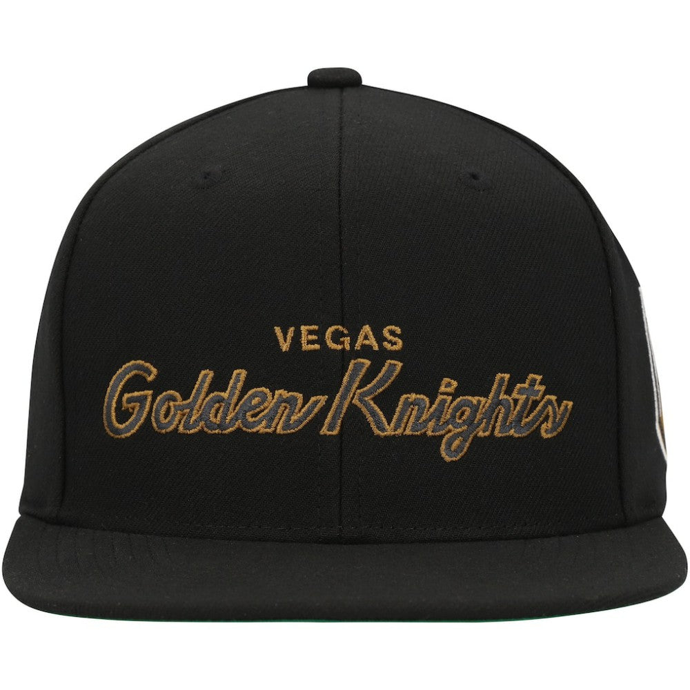 NHL Black Vegas Golden Knights Mitchell & Ness Core Team Script 2.0 Snapback Hat