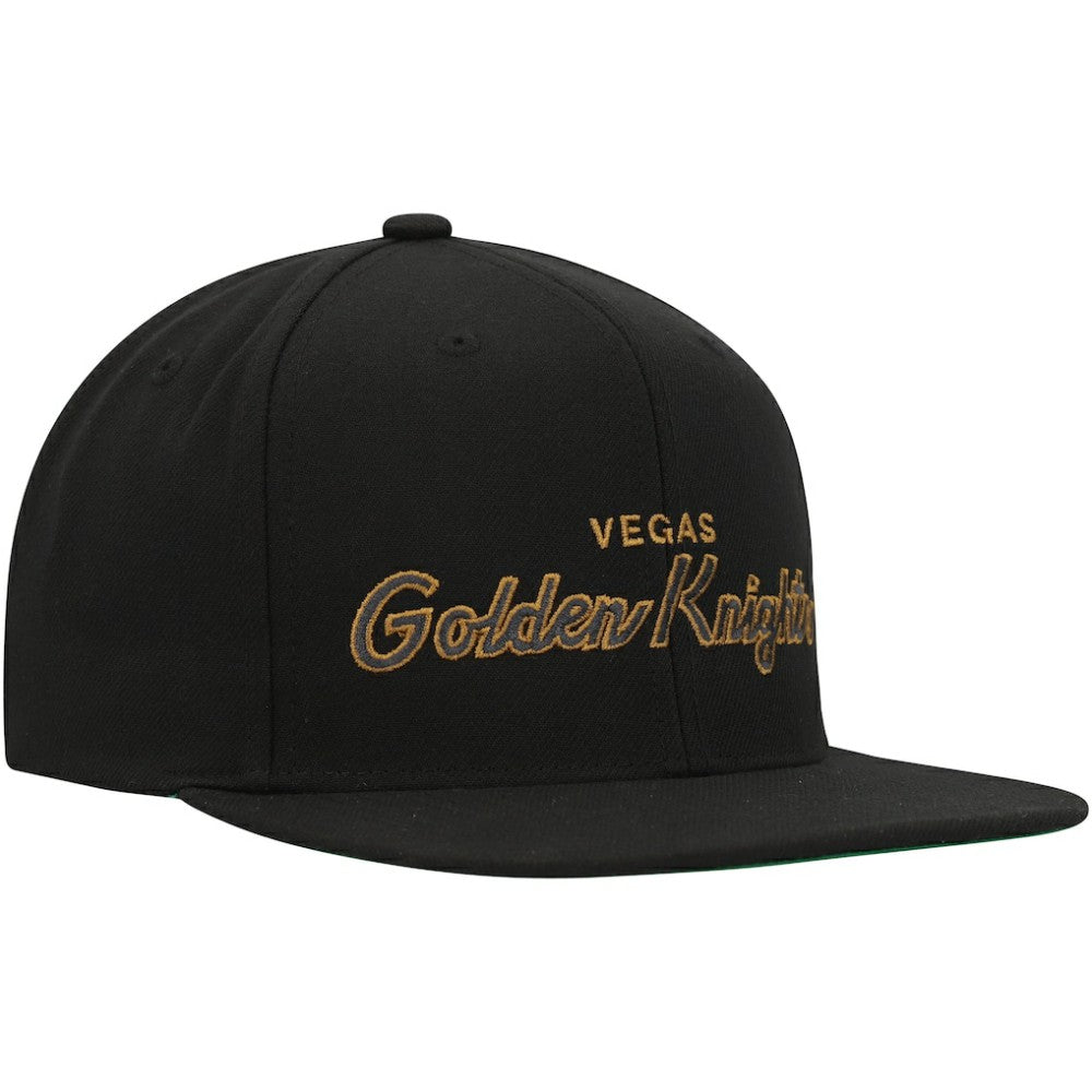 NHL Black Vegas Golden Knights Mitchell & Ness Core Team Script 2.0 Snapback Hat