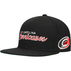 NHL Black Carolina Hurricanes Mitchell & Ness Core Team Script 2.0 Snapback Hat