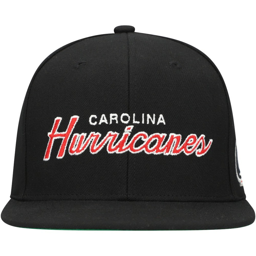 NHL Black Carolina Hurricanes Mitchell & Ness Core Team Script 2.0 Snapback Hat