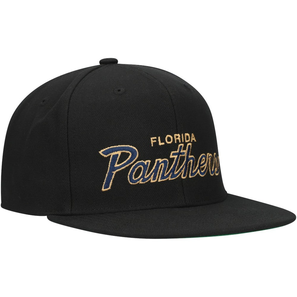 NHL Black Florida Panthers Mitchell & Ness Core Team Script 2.0 Snapback Hat