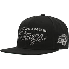 NHL Black Los Angeles Kings Mitchell & Ness Core Team Script 2.0 Snapback Hat