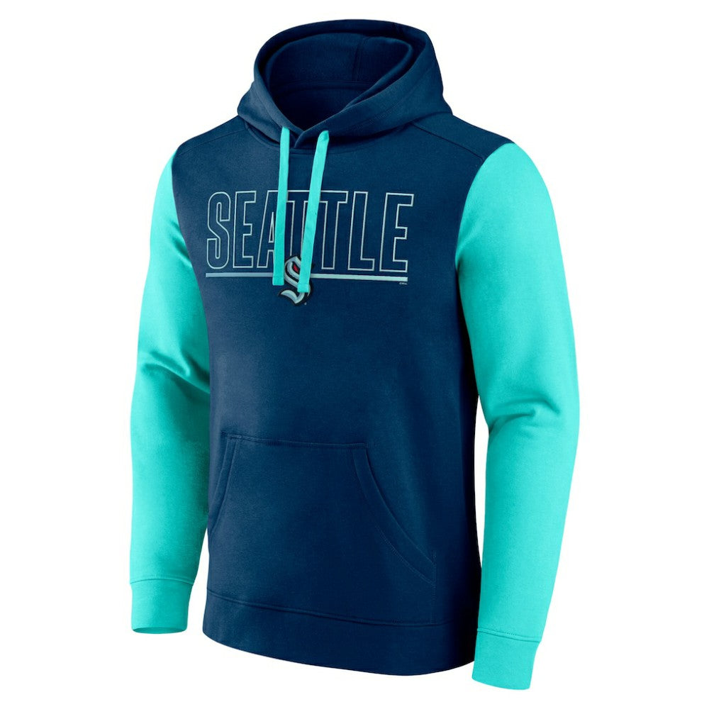 NHL Navy Seattle Kraken Logo Athletic Deliver Fleece Pullover Hoodie