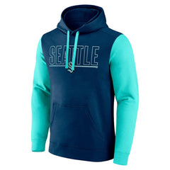 NHL Navy Seattle Kraken Logo Athletic Deliver Fleece Pullover Hoodie