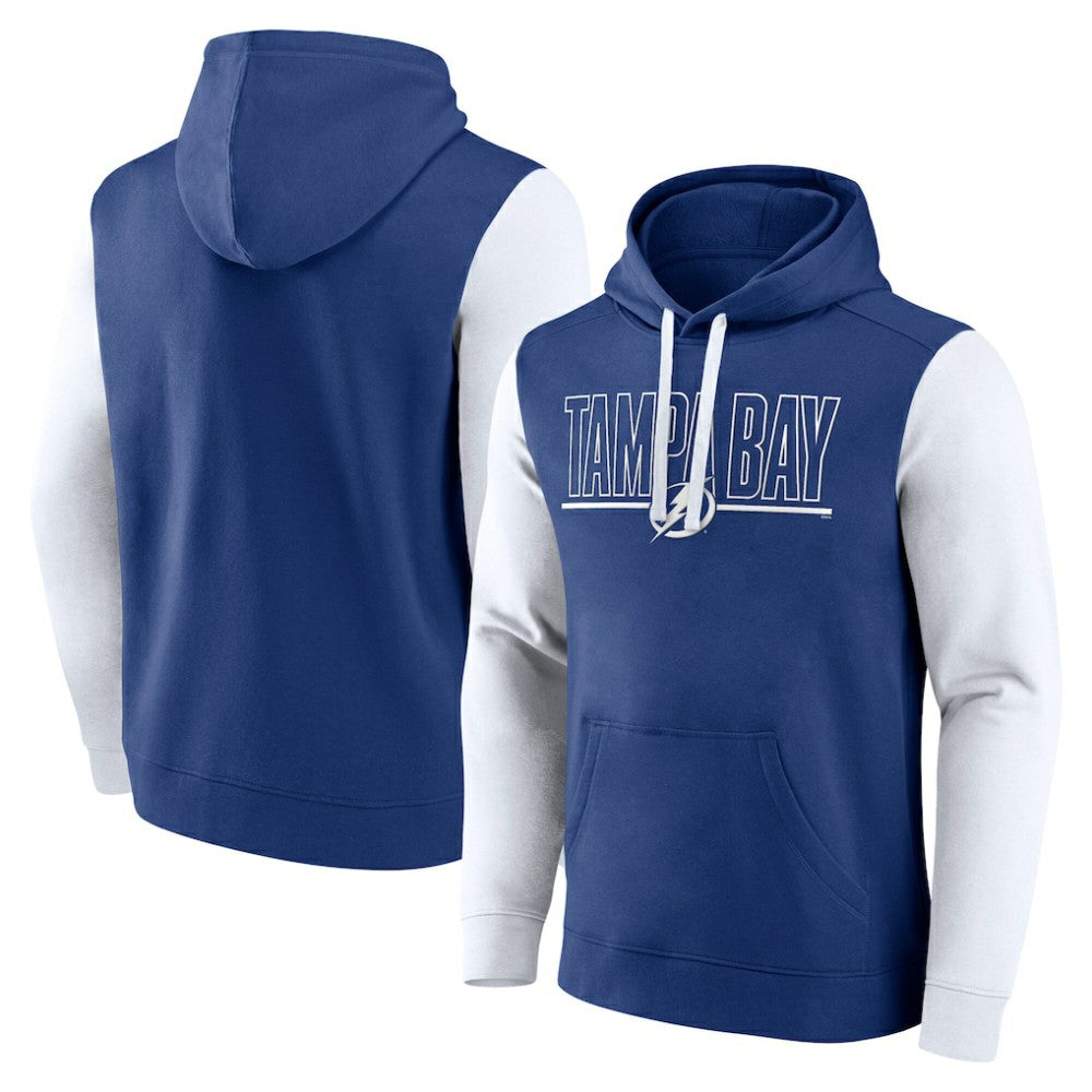 NHL Blue Tampa Bay Lightning Logo Athletic Deliver Fleece Pullover Hoodie