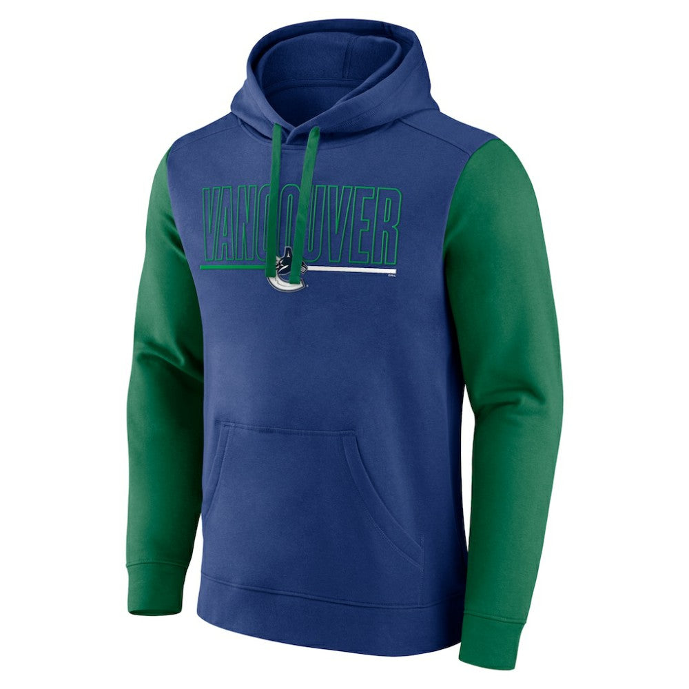 NHL Blue Vancouver Canucks Logo Athletic Deliver Fleece Pullover Hoodie