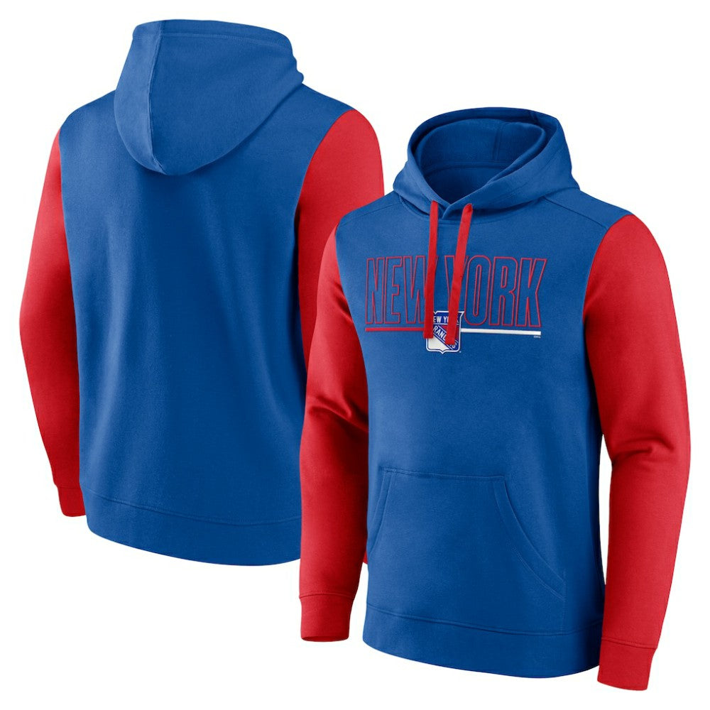 NHL Blue New York Rangers Logo Athletic Deliver Fleece Pullover Hoodie