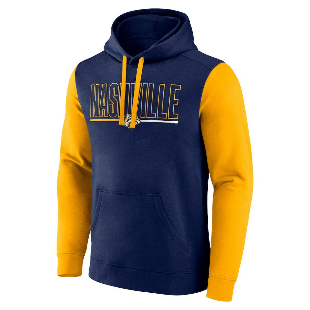 NHL Navy Nashville Predators Logo Athletic Deliver Fleece Pullover Hoodie