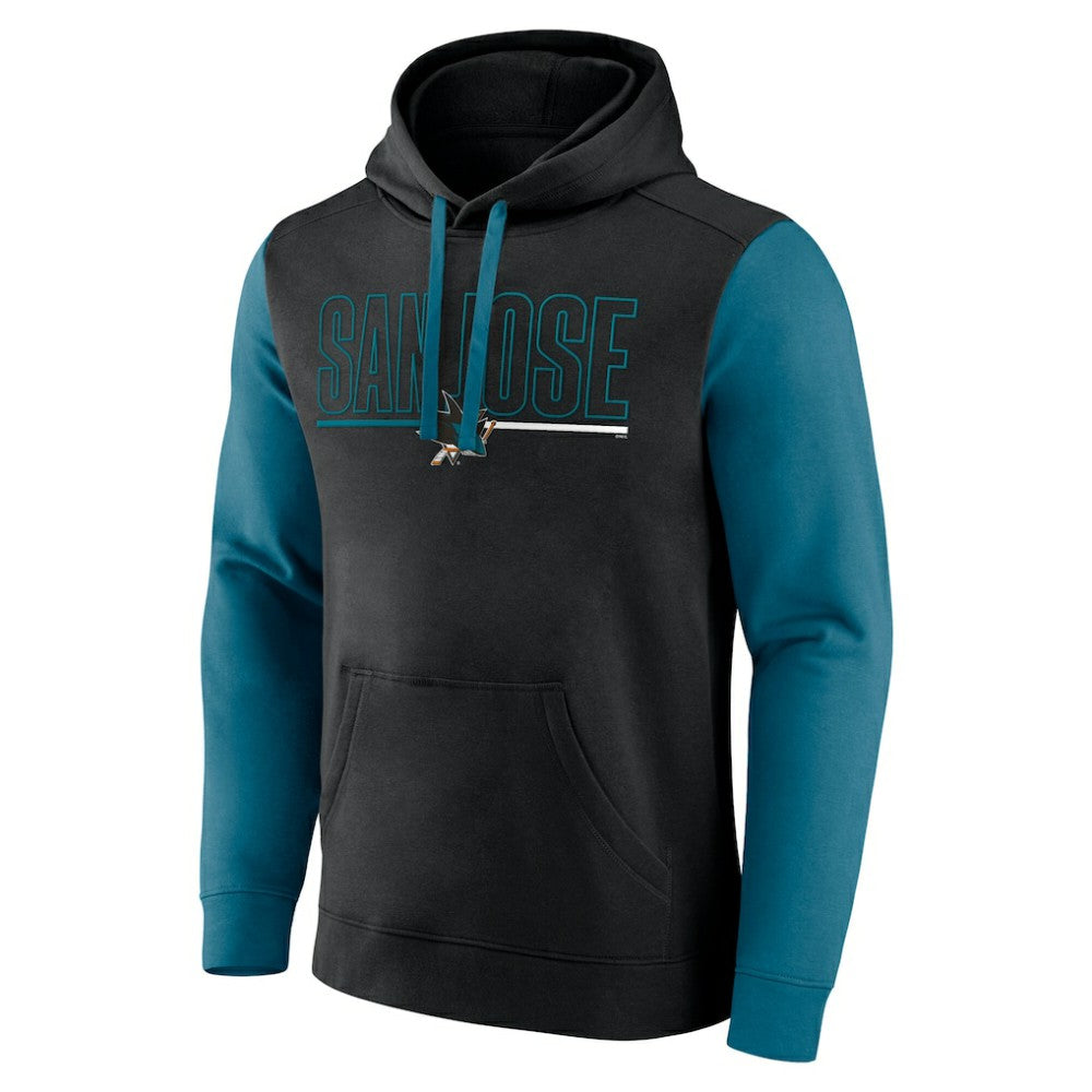 NHL Black San Jose Sharks Logo Athletic Deliver Fleece Pullover Hoodie