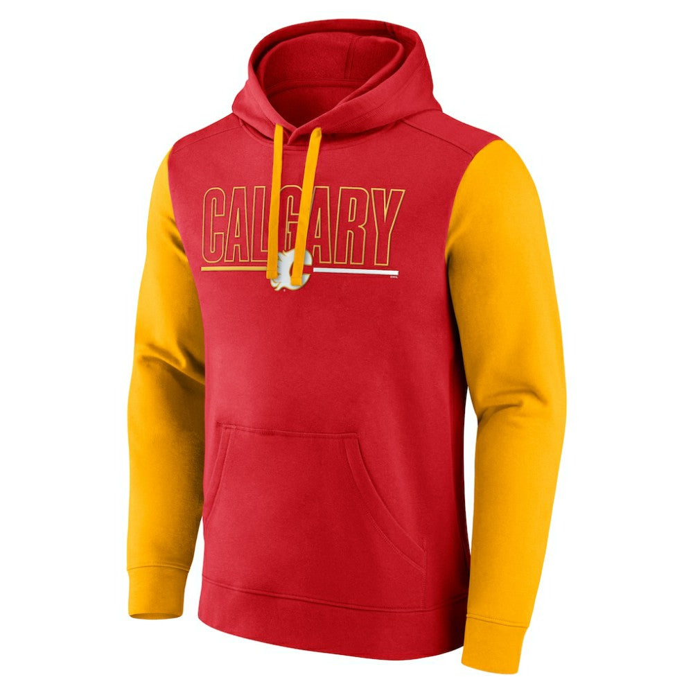 NHL Red Calgary Flames Logo Athletic Deliver Fleece Pullover Hoodie