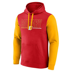 NHL Red Calgary Flames Logo Athletic Deliver Fleece Pullover Hoodie