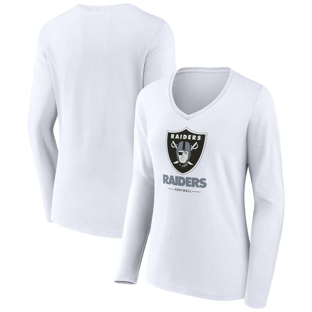 Women's Team Lockup Long Sleeve V-Neck T-Shirt - Las Vegas Raiders