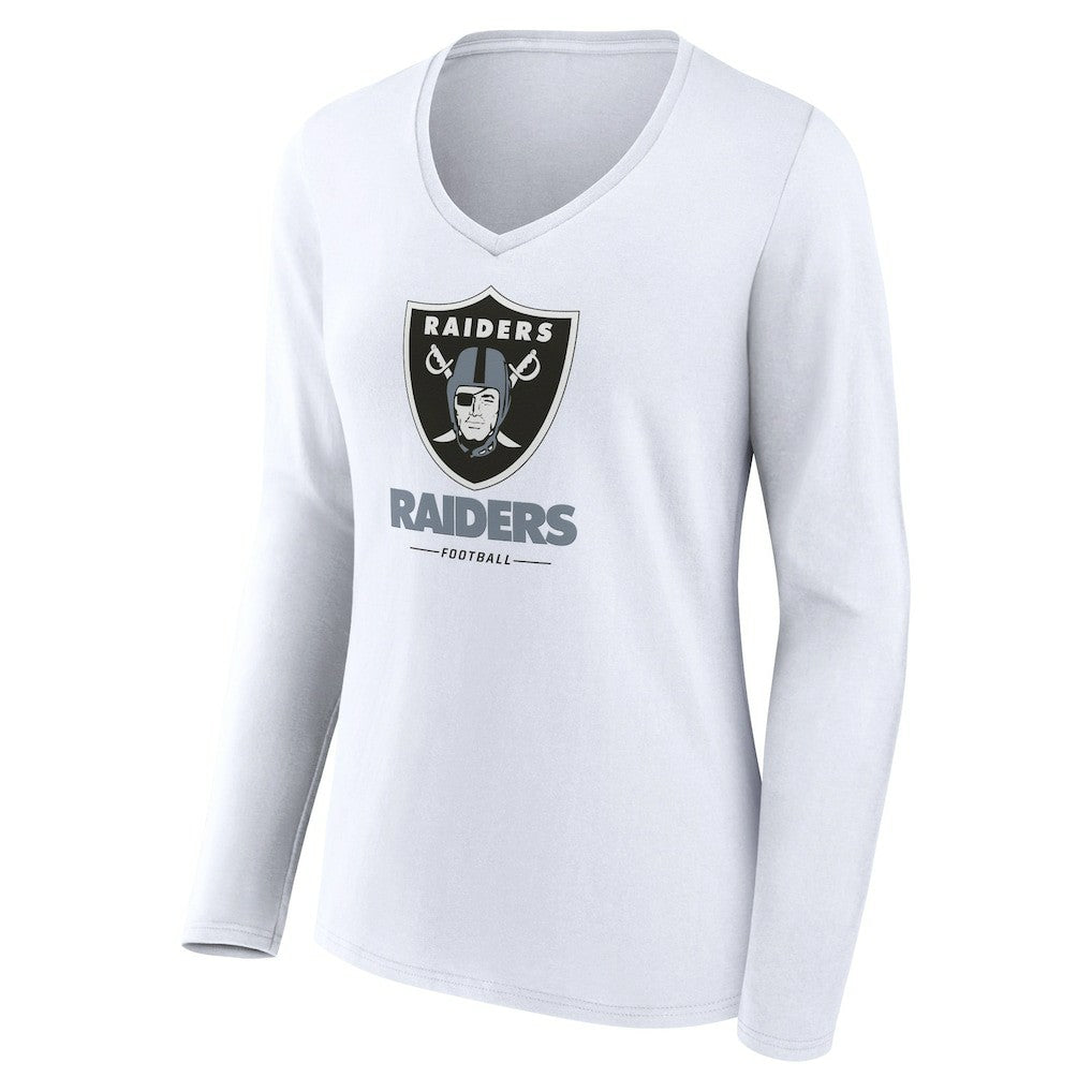 Women's Team Lockup Long Sleeve V-Neck T-Shirt - Las Vegas Raiders