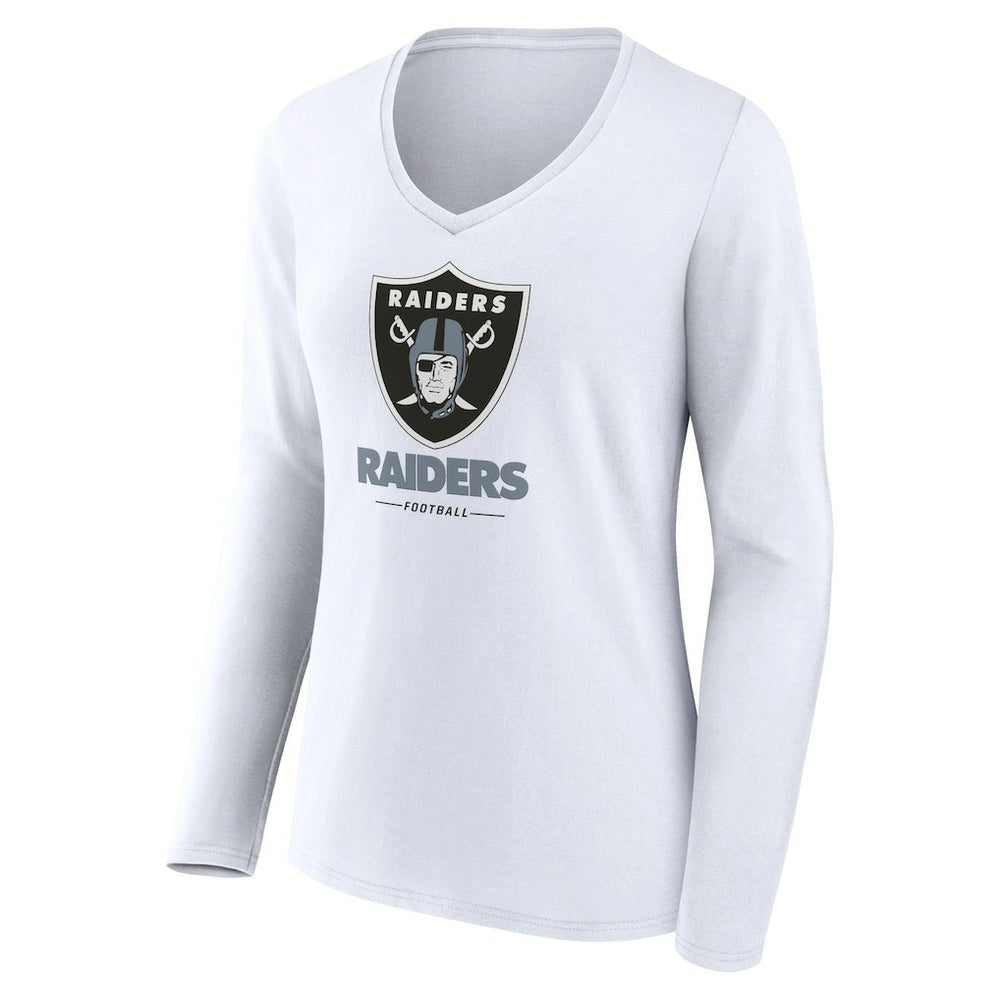 Women's Team Lockup Long Sleeve V-Neck T-Shirt - Las Vegas Raiders