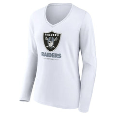 Women's Team Lockup Long Sleeve V-Neck T-Shirt - Las Vegas Raiders