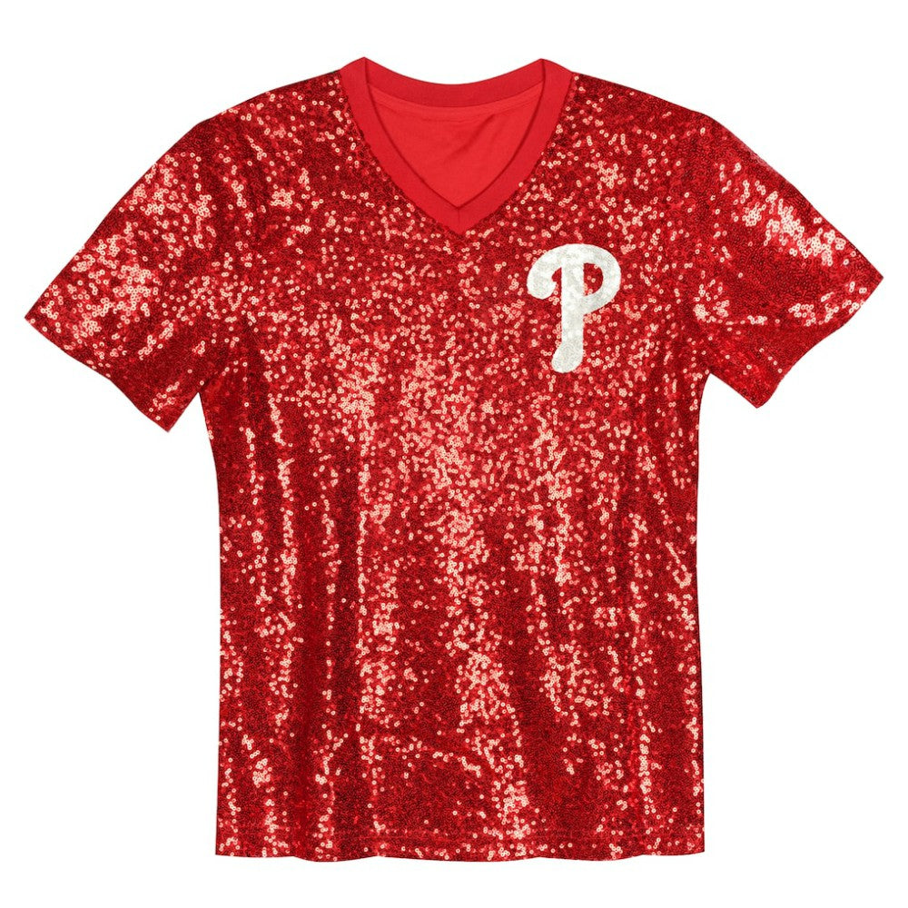 MLB Bryce Harper Philadelphia Phillies Juniors Name & Number Sequin V-Neck Top