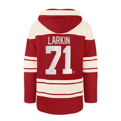 NHL Red Dylan Larkin Detroit Red Wings '47 Captain Patch Player Name & Number Lacer Pullover Hoodie