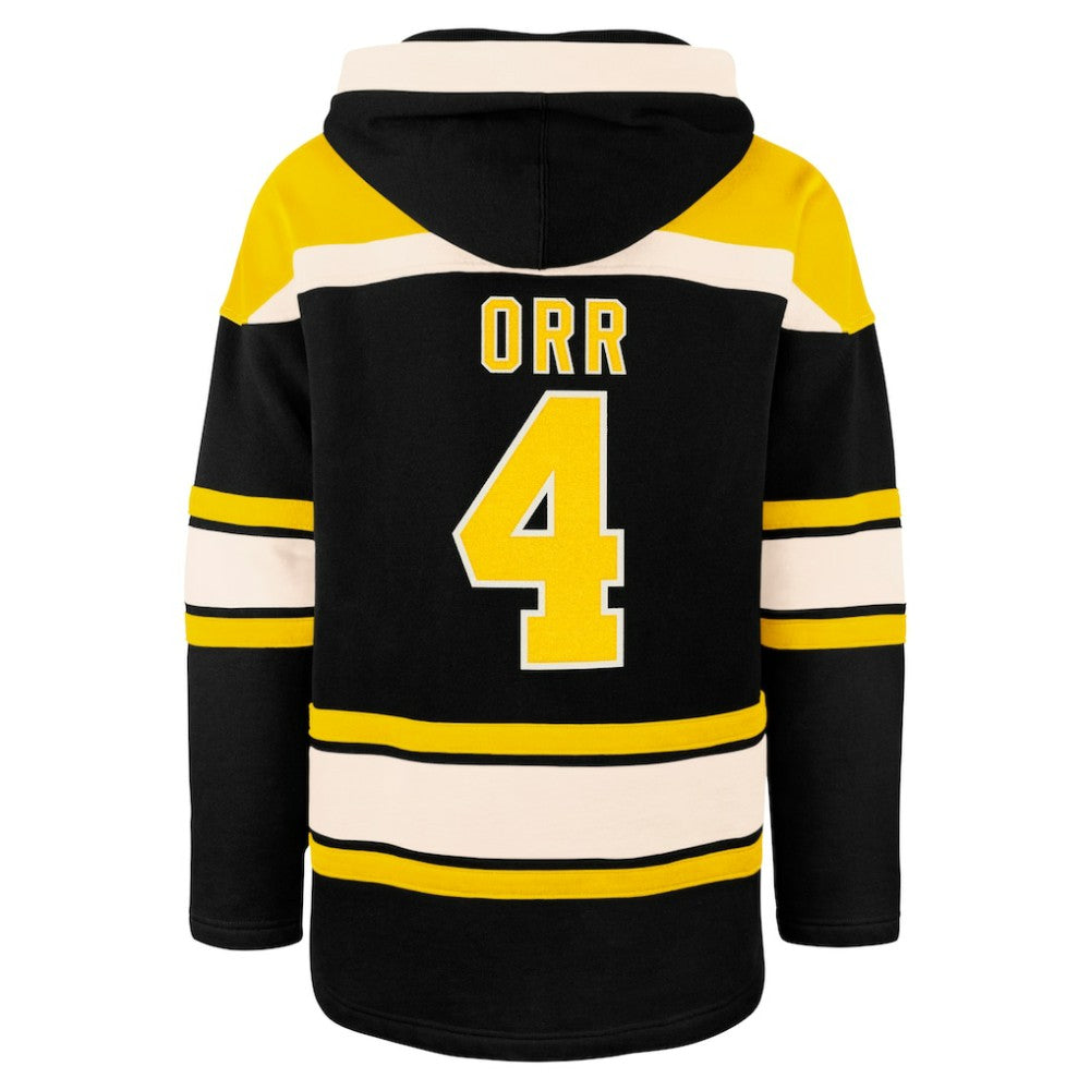 NHL Black Bobby Orr Boston Bruins '47 Retired Player Name & Number Lacer Pullover Hoodie