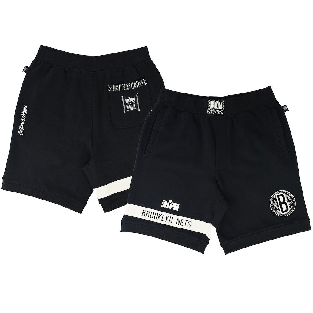 NBA Brooklyn Nets NBA x Two Hype Unisex Culture & Hoops Premium Classic Fleece Shorts - Black sale