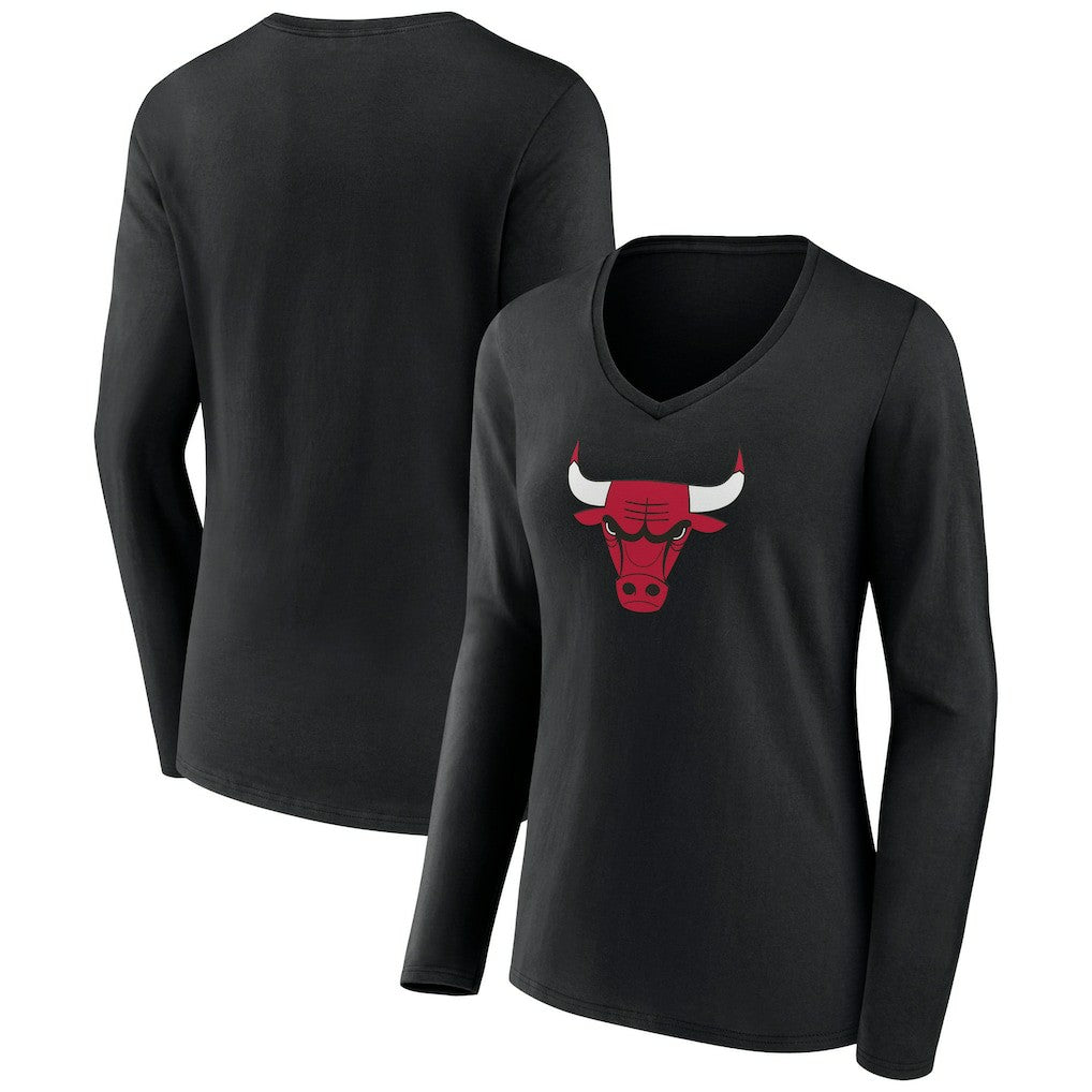 NBA Chicago Bulls Women's Primary Logo Long Sleeve V-Neck T-Shirt sale