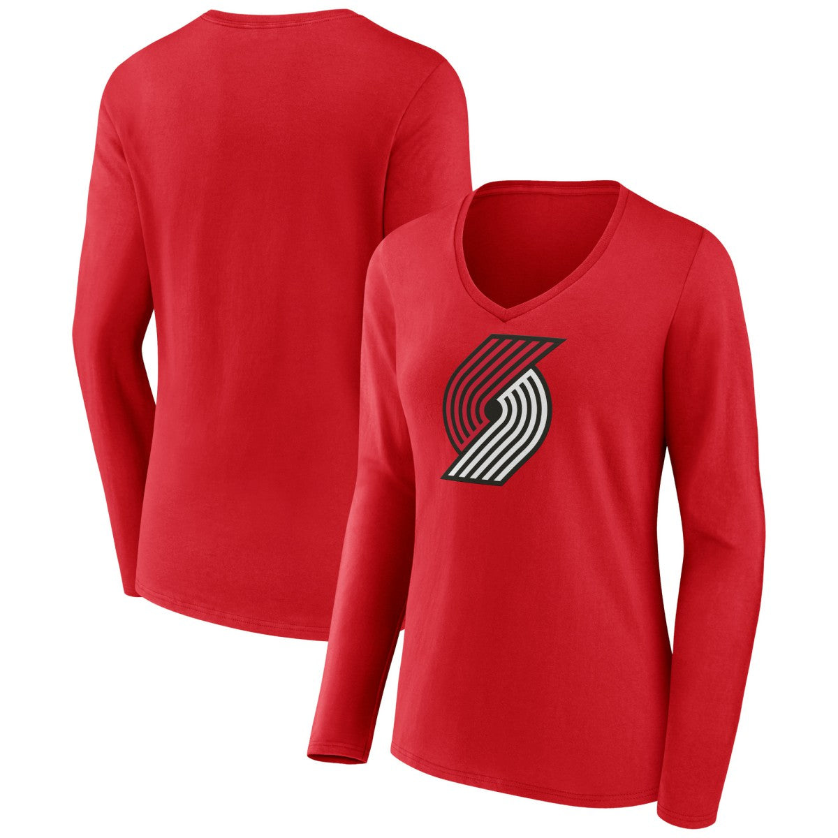 NBA Portland Trail Blazers Women's Primary Logo Long Sleeve V-Neck T-Shirt