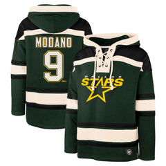 NHL Green Mike Modano Dallas Stars '47 Retired Player Name & Number Lacer Pullover Hoodie