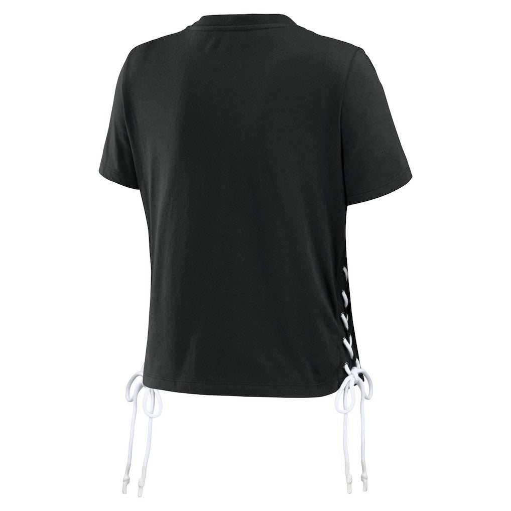 WEAR by Erin Andrews Women's Lace Up Side Modest Cropped T-Shirt - Cincinnati Bengals