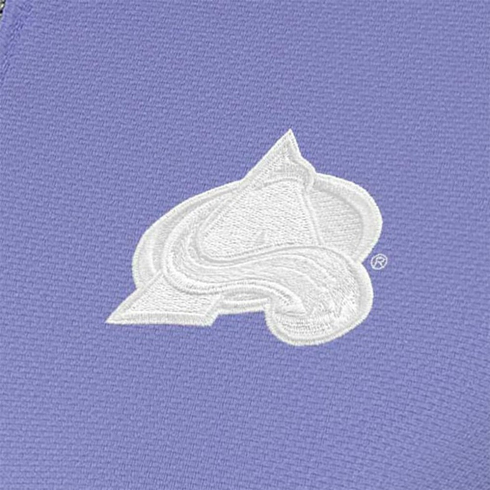 NHL Heather Purple Colorado Avalanche Antigua Women's White Logo Finish Quarter-Zip Top