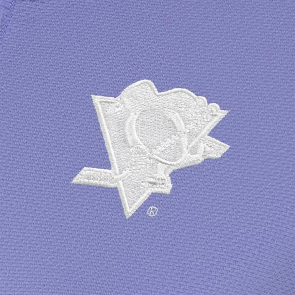 NHL Heather Purple Pittsburgh Penguins Antigua Women's White Logo Finish Quarter-Zip Top