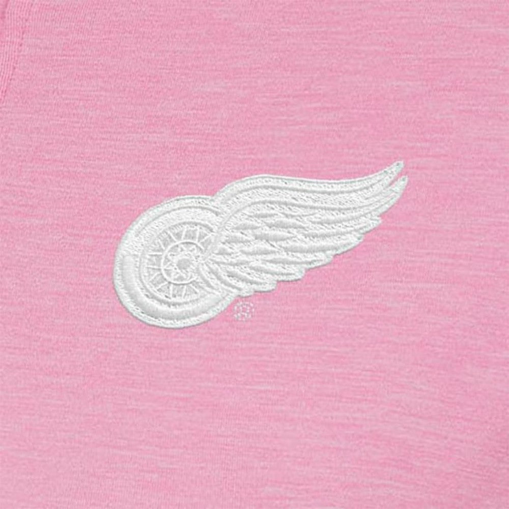 NHL Pink Detroit Red Wings Antigua Women's White Logo Mentor Quarter-Zip Jacket