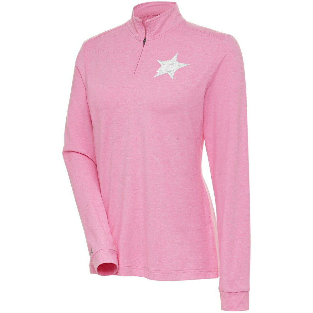 NHL Pink Dallas Stars Antigua Women's White Logo Mentor Quarter-Zip Jacket