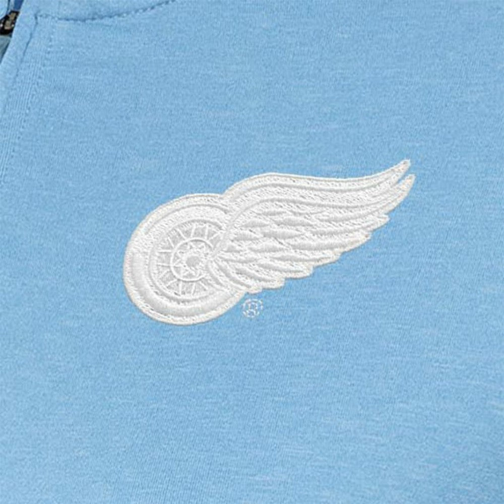 NHL Light Blue Detroit Red Wings Antigua Women's White Logo Mentor Quarter-Zip Jacket