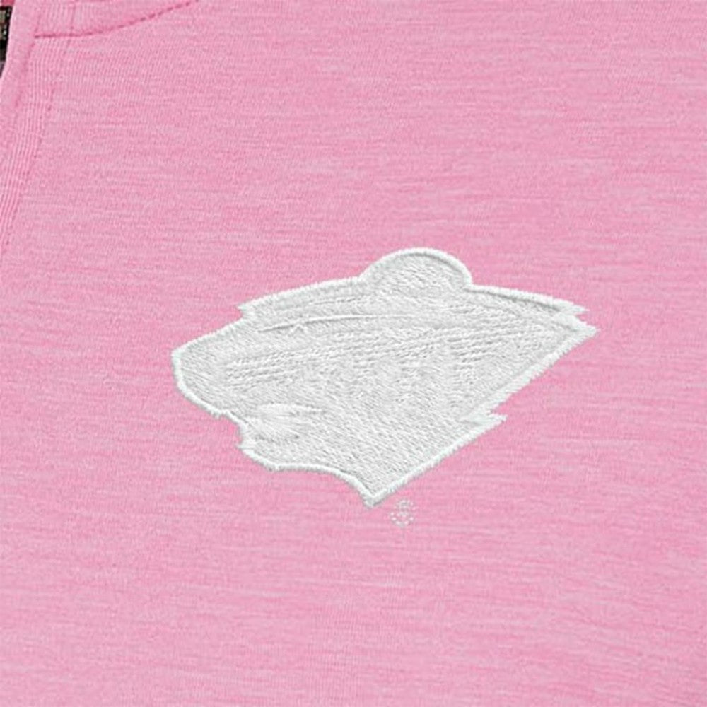 NHL Pink Minnesota Wild Antigua Women's White Logo Mentor Quarter-Zip Jacket