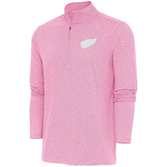 NHL Pink Detroit Red Wings Antigua White Logo Hunk Quarter-Zip Pullover