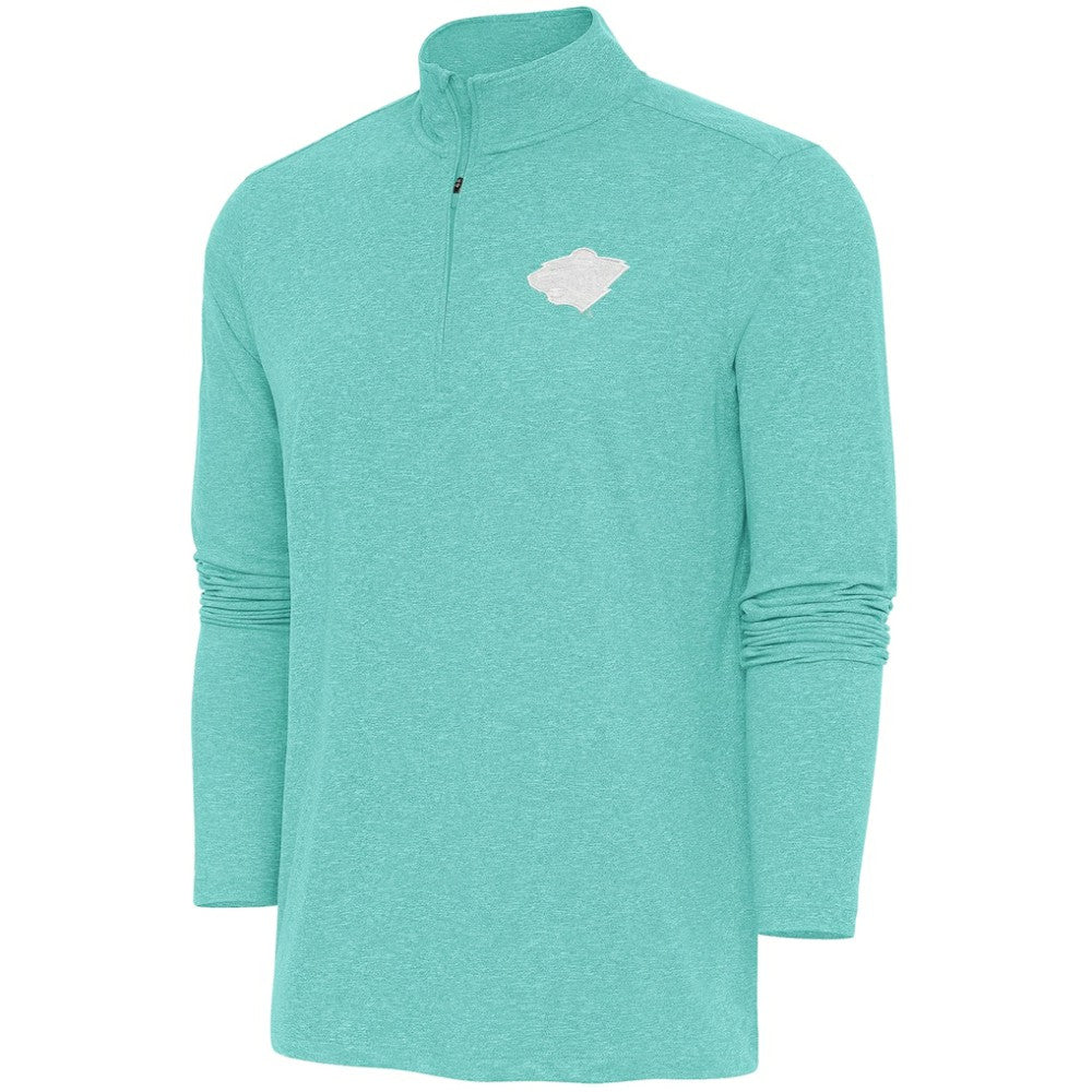 NHL Mint Minnesota Wild Antigua White Logo Hunk Quarter-Zip Pullover