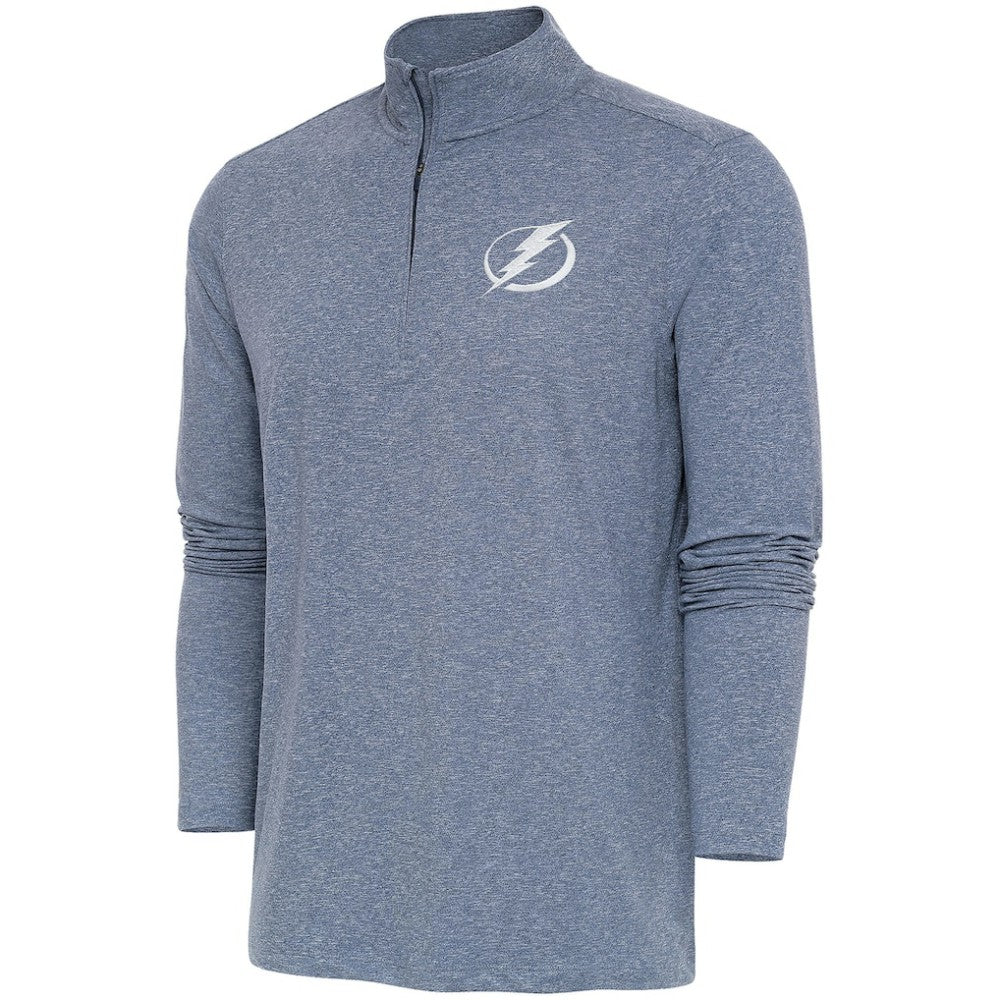 NHL Heather Navy Tampa Bay Lightning Antigua White Logo Hunk Quarter-Zip Pullover