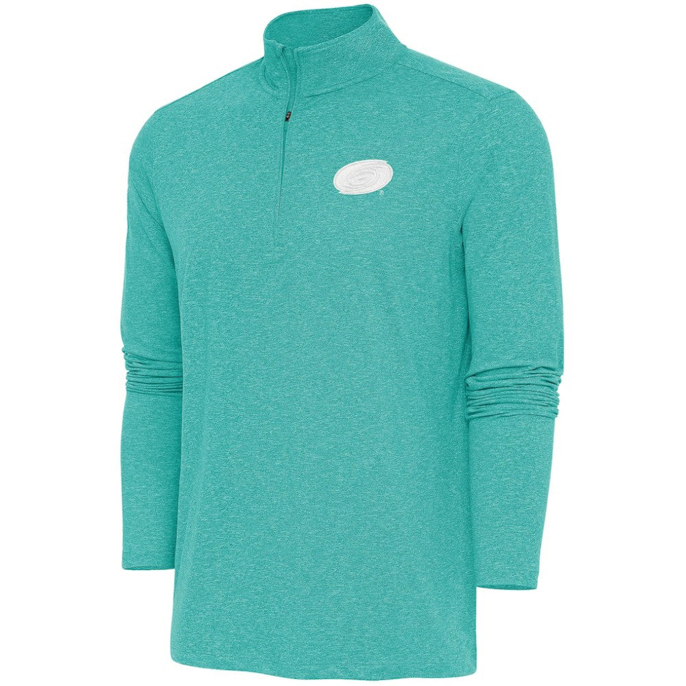 NHL Heather Aqua Carolina Hurricanes Antigua White Logo Hunk Quarter-Zip Pullover